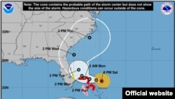 Dorian se mantiene este sábado como un huracán mayor de categoría 4. (Mapa del NHC, sábado 31 de agosto a las 8:00 pm).